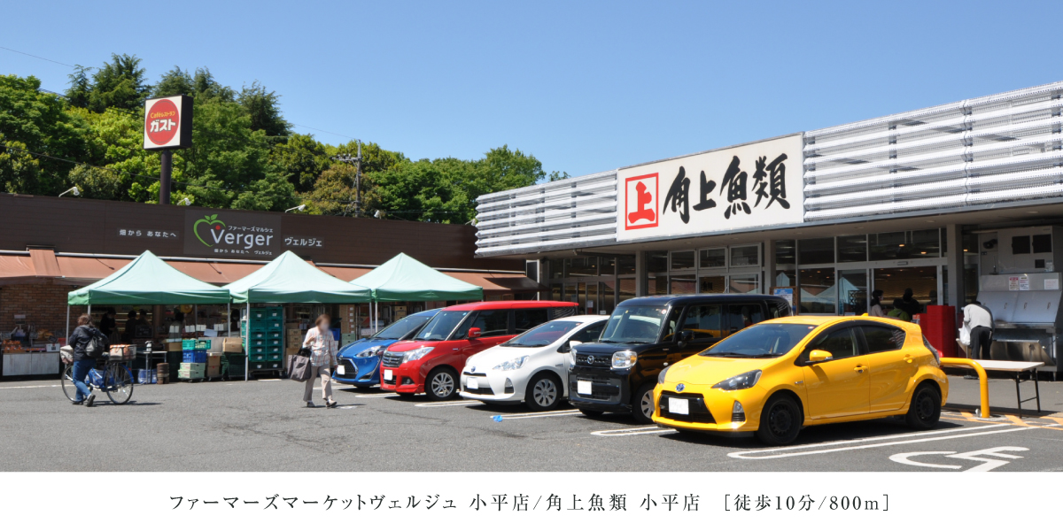 ※現地からの距離は各施設から最も遠い区画を起点とした地図上の概則です。徒歩分数は80m=1分で換算、端数は切り上げています。