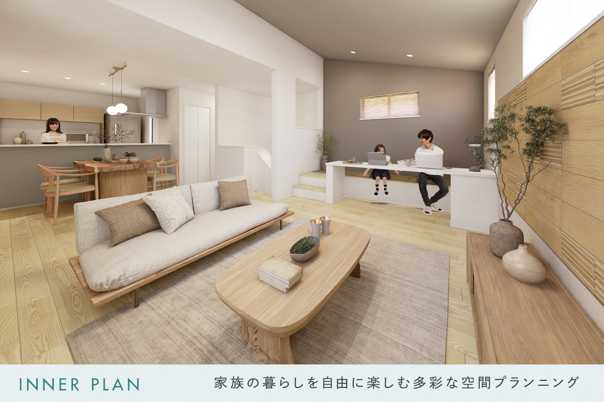 掲載の完成予想図(パース)は図面を基に描き起こしたもので、実際とは多少異なります。