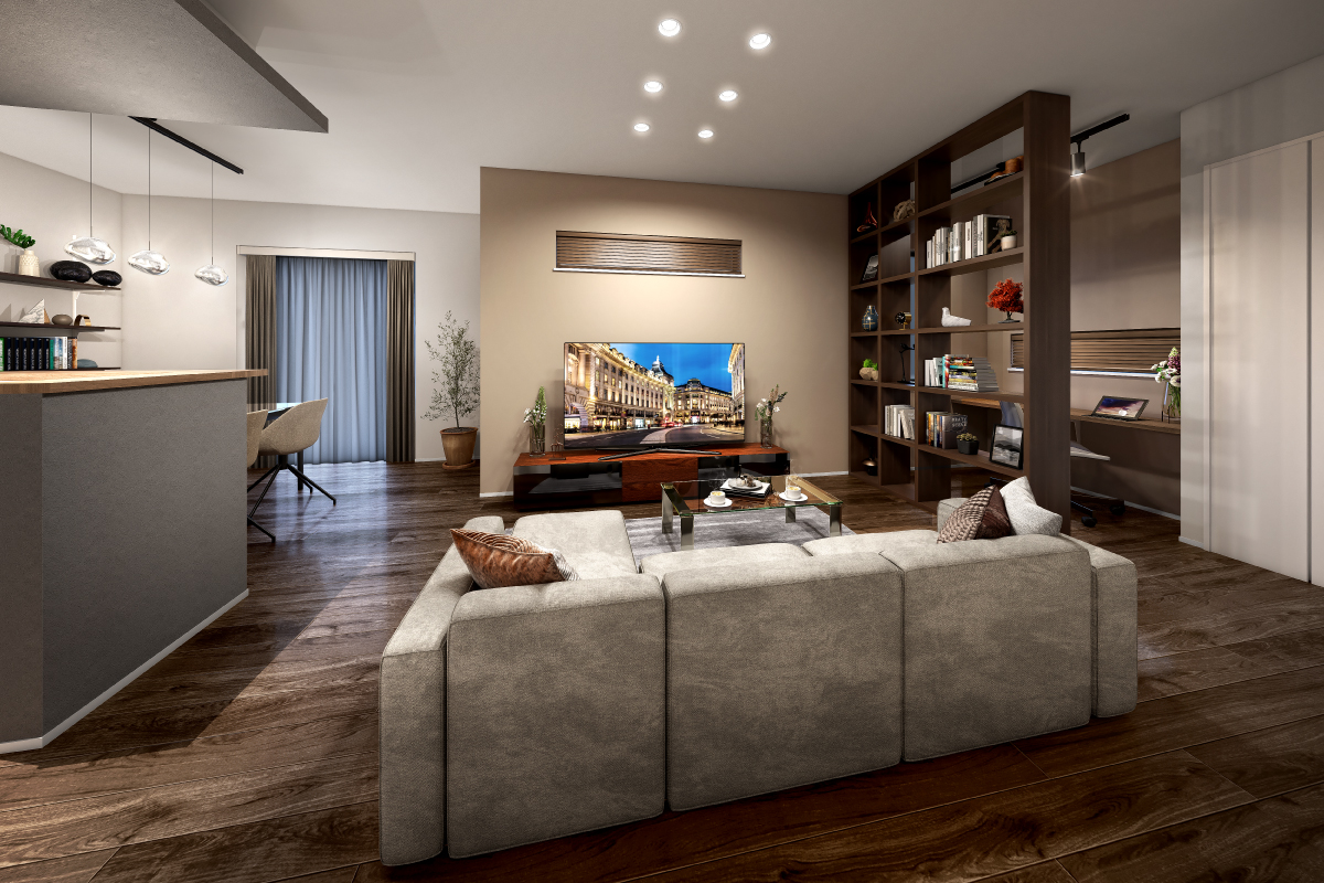 掲載の完成予想図(パース)は図面を基に描き起こしたもので、実際とは多少異なります。